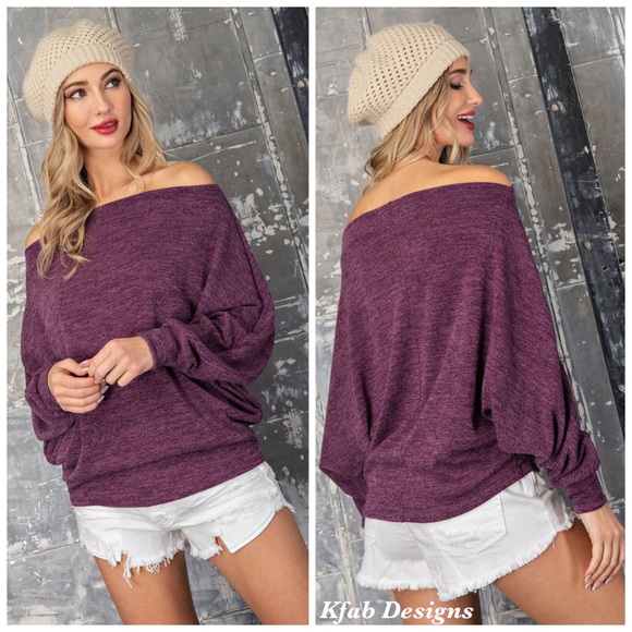 ❤️LAST 1 Plum Dolman Sleeve Super Soft Sweater Top - Picture 3 of 6